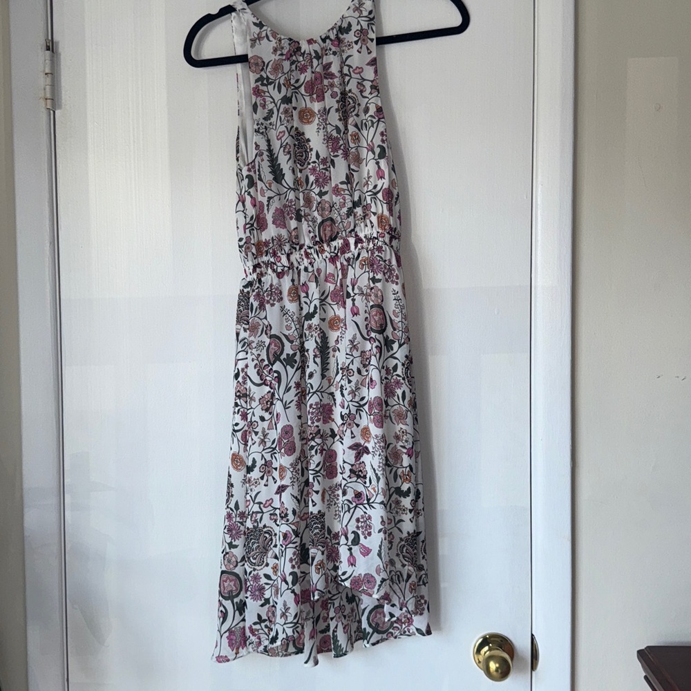 H&M White Floral Sleeveless Dress Size 2 high low hem summer